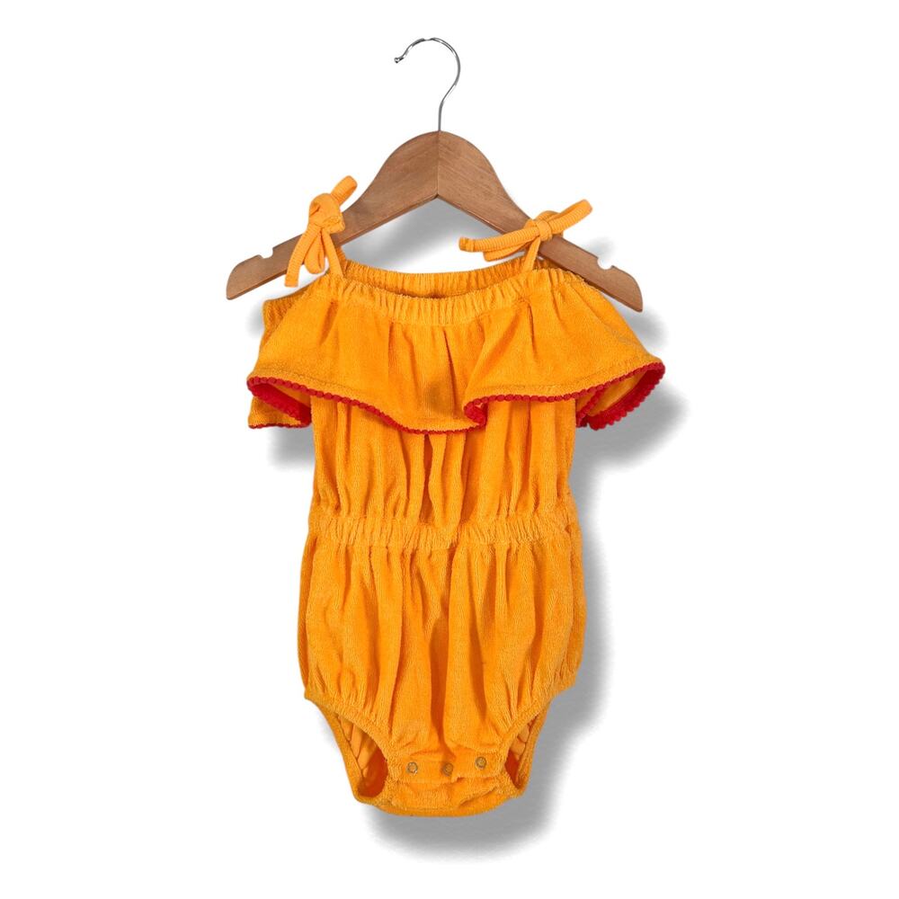 NWT Kate Quinn Organic Terry Tie-Shoulder Ruffle Bubble, Size 2T